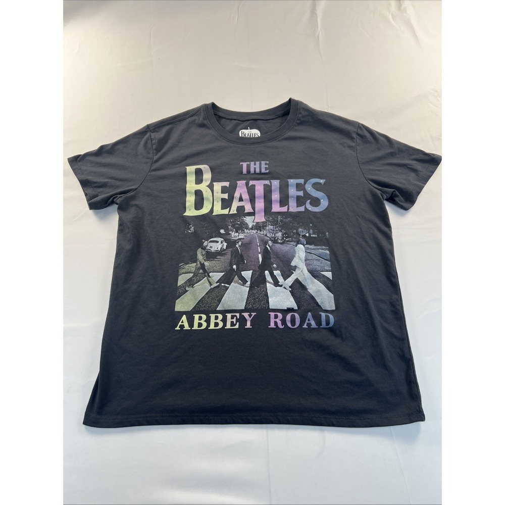 THE BEATLES Abbey Road Gray T-Shirt with Rhinestones Women's Medium NEW